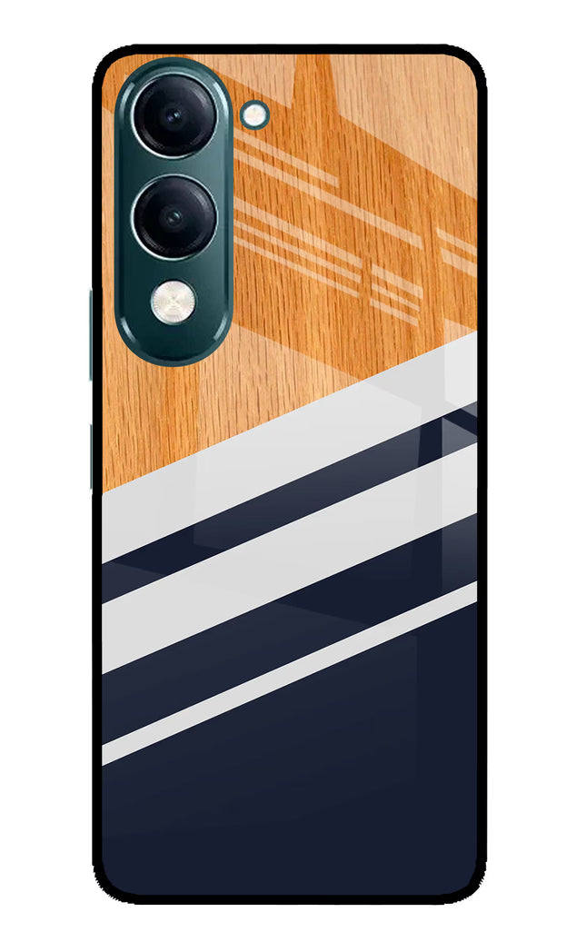 Blue and white wooden iQOO Z10 Lite 5G Glass Case Back Cover by Casekaro