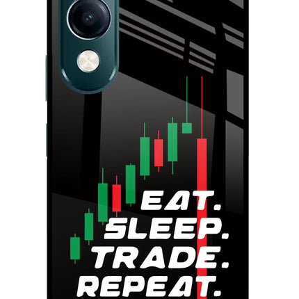 Eat Sleep Trade Repeat iQOO Z10 Lite 5G Glass Case Back Cover by Casekaro