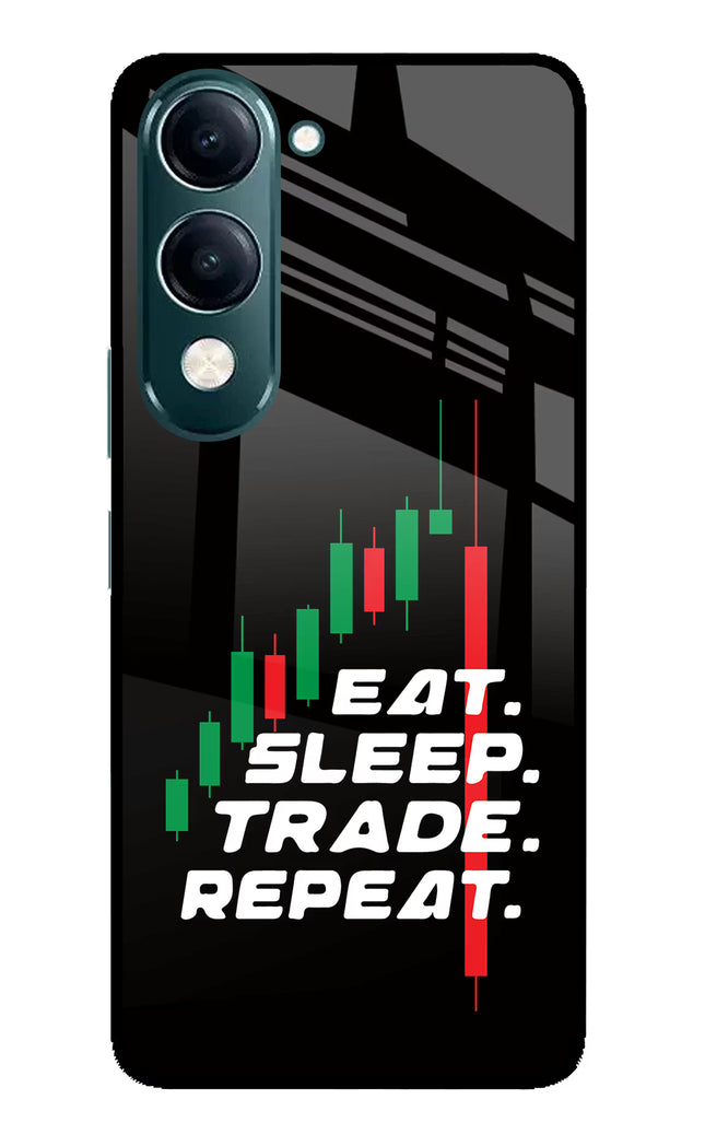 Eat Sleep Trade Repeat iQOO Z10 Lite 5G Glass Case Back Cover by Casekaro