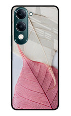 White Pink Leaf iQOO Z10 Lite 5G Glass Case Back Cover by Casekaro