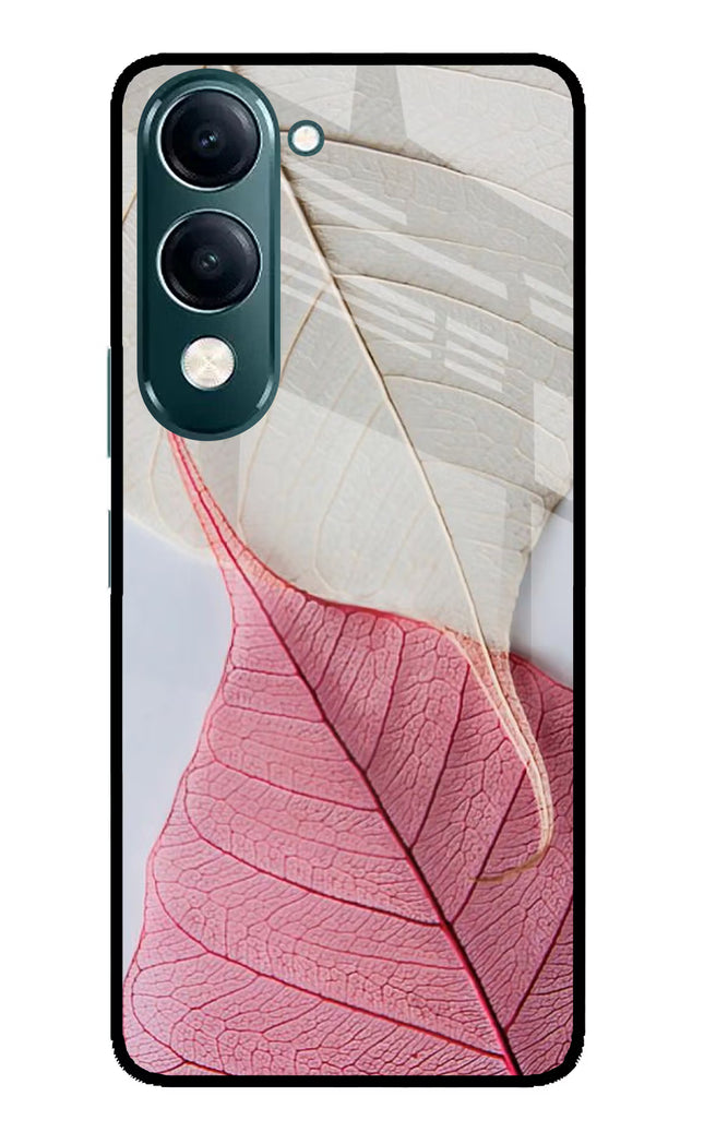 White Pink Leaf iQOO Z10 Lite 5G Glass Case Back Cover by Casekaro