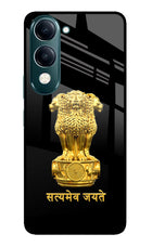 Satyamev Jayate Golden iQOO Z10 Lite 5G Glass Case Back Cover by Casekaro