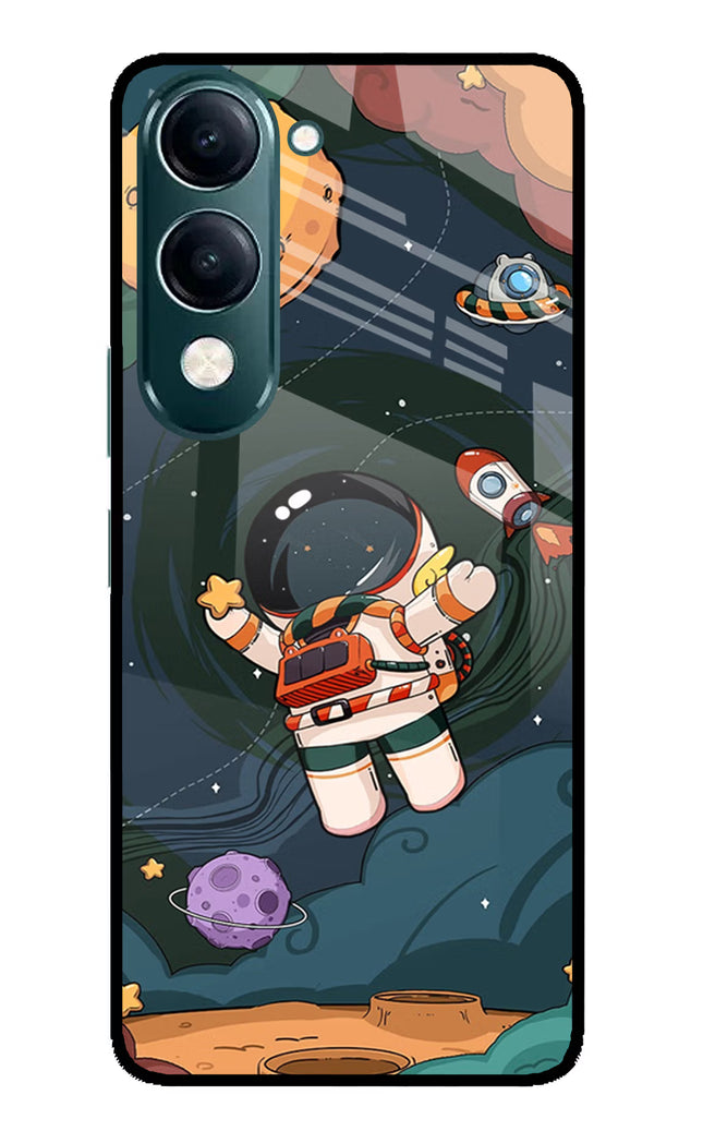 Cartoon Astronaut iQOO Z10 Lite 5G Glass Case Back Cover by Casekaro