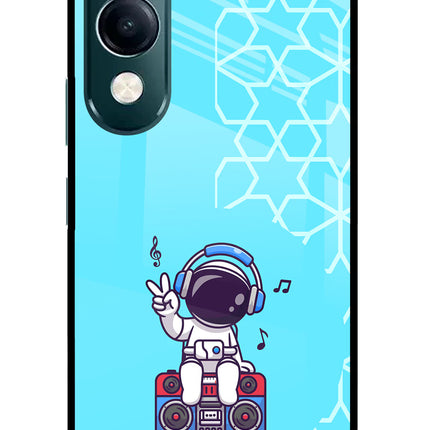 Cute Astronaut Chilling iQOO Z10 Lite 5G Glass Case Back Cover by Casekaro