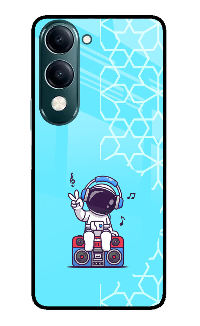 Cute Astronaut Chilling iQOO Z10 Lite 5G Glass Case Back Cover by Casekaro
