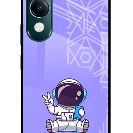 Cute Astronaut Chilling iQOO Z10 Lite 5G Glass Case Back Cover by Casekaro