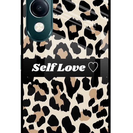Leopard Print Self Love iQOO Z10 Lite 5G Glass Case Back Cover by Casekaro