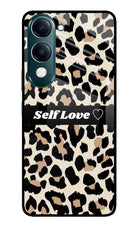Leopard Print Self Love iQOO Z10 Lite 5G Glass Case Back Cover by Casekaro