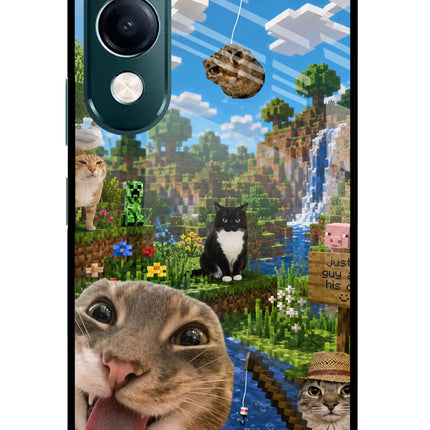 Minecraft Cat Chaos iQOO Z10 Lite 5G Glass Case Back Cover by Casekaro