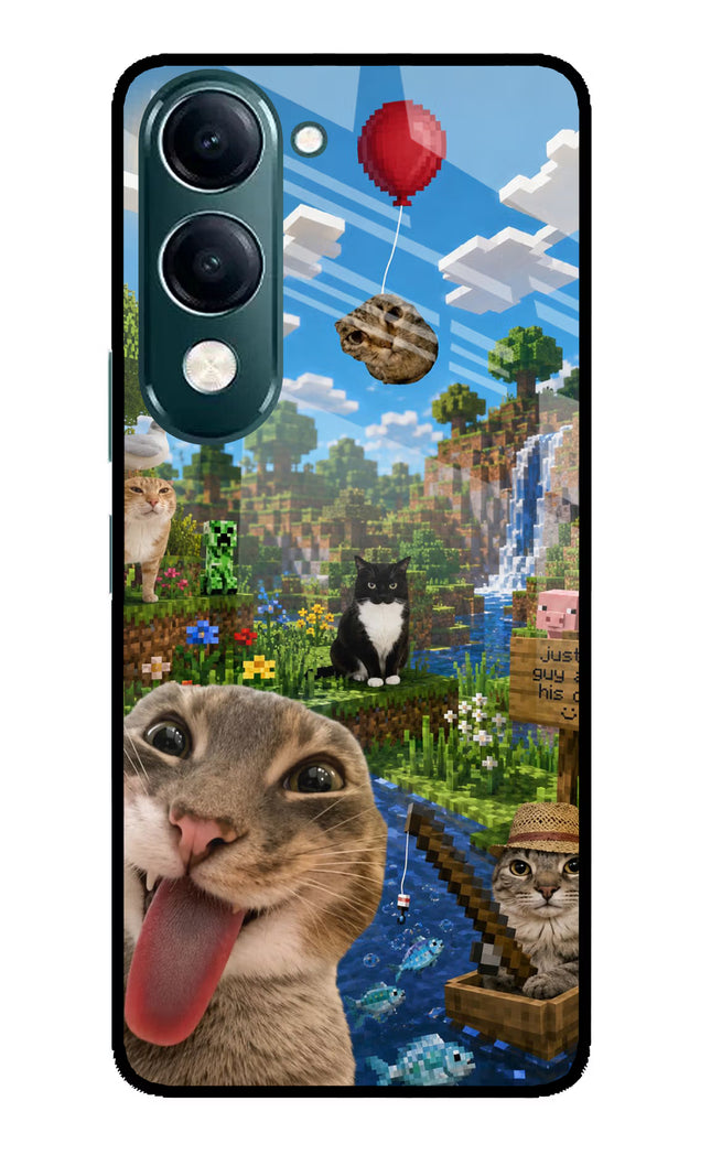 Minecraft Cat Chaos iQOO Z10 Lite 5G Glass Case Back Cover by Casekaro