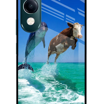 Dolphin vs Cow iQOO Z10 Lite 5G Glass Case Back Cover by Casekaro