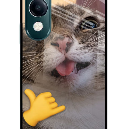 Silly Cat Call iQOO Z10 Lite 5G Glass Case Back Cover by Casekaro
