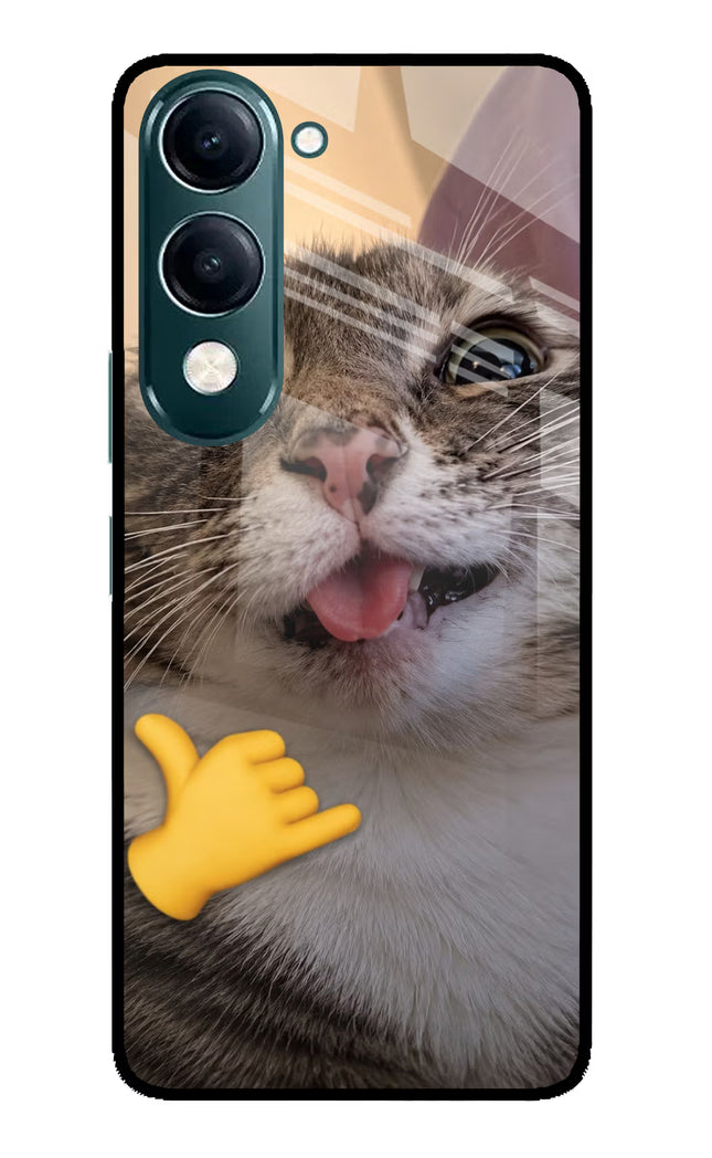 Silly Cat Call iQOO Z10 Lite 5G Glass Case Back Cover by Casekaro