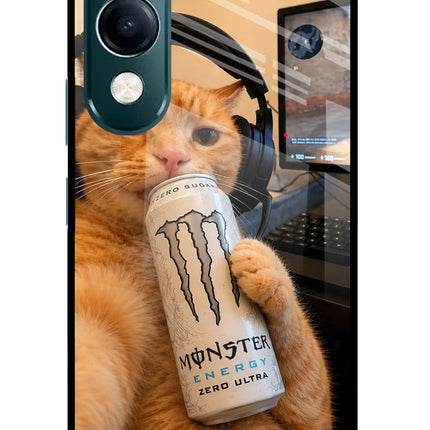 Gamer Cat Energy iQOO Z10 Lite 5G Glass Case Back Cover by Casekaro