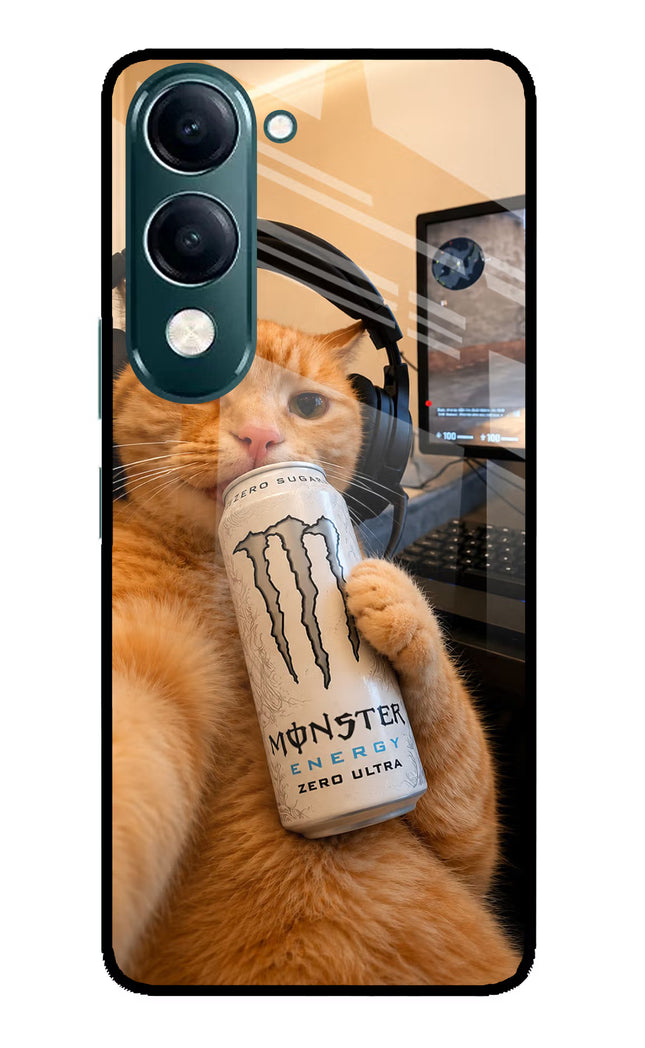 Gamer Cat Energy iQOO Z10 Lite 5G Glass Case Back Cover by Casekaro