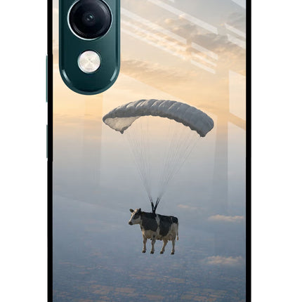 Skydiving Cow iQOO Z10 Lite 5G Glass Case Back Cover by Casekaro