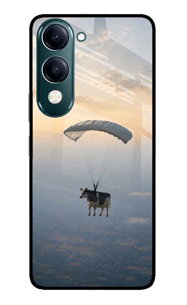 Skydiving Cow iQOO Z10 Lite 5G Glass Case Back Cover by Casekaro