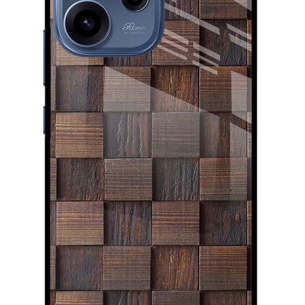 Wooden Cube Design Oppo Reno15c 5G Glass Case Back Cover by Casekaro
