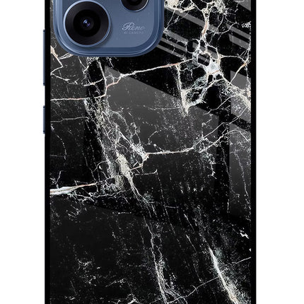 Black Marble Texture Oppo Reno15c 5G Glass Case Back Cover by Casekaro
