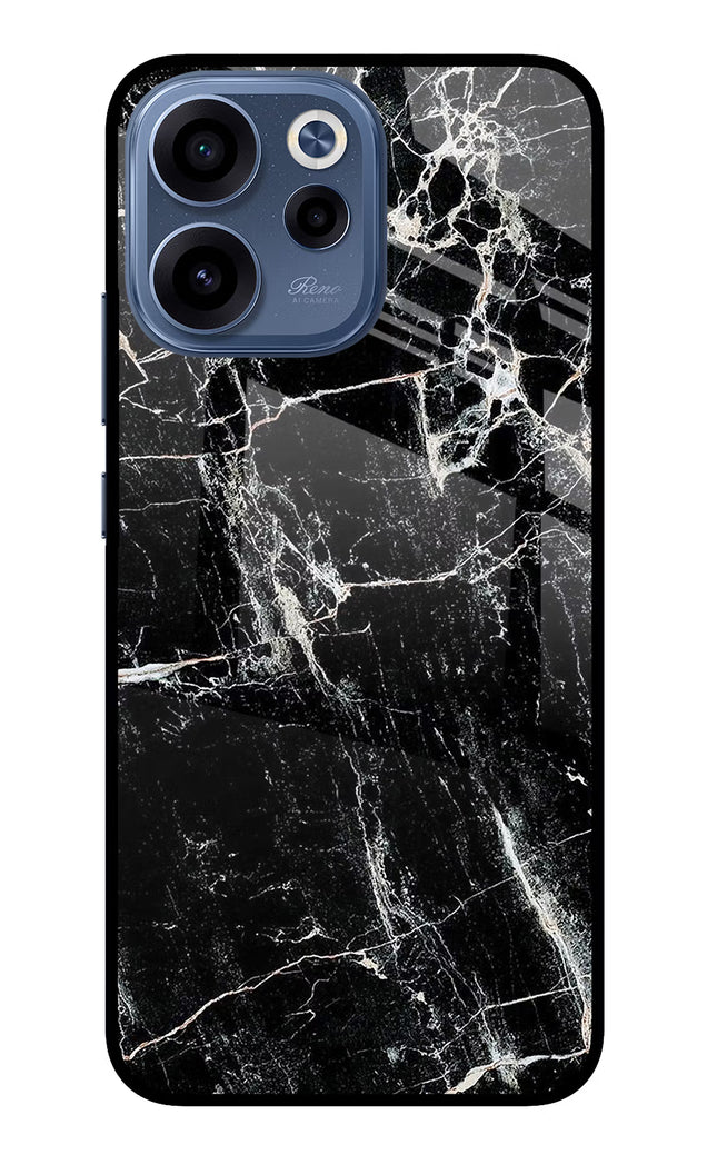 Black Marble Texture Oppo Reno15c 5G Glass Case Back Cover by Casekaro