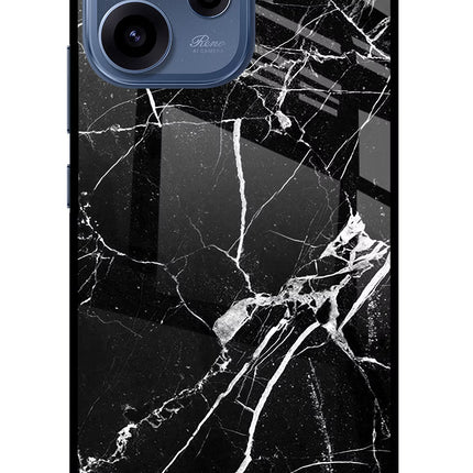 Black Marble Pattern Oppo Reno15c 5G Glass Case Back Cover by Casekaro