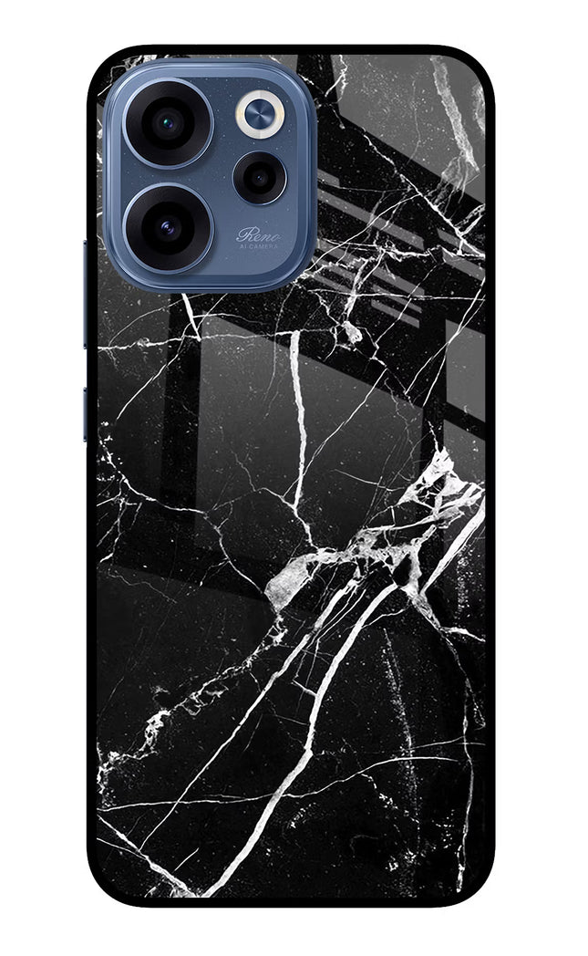 Black Marble Pattern Oppo Reno15c 5G Glass Case Back Cover by Casekaro