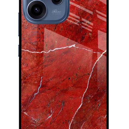 Red Marble Design Oppo Reno15c 5G Glass Case Back Cover by Casekaro