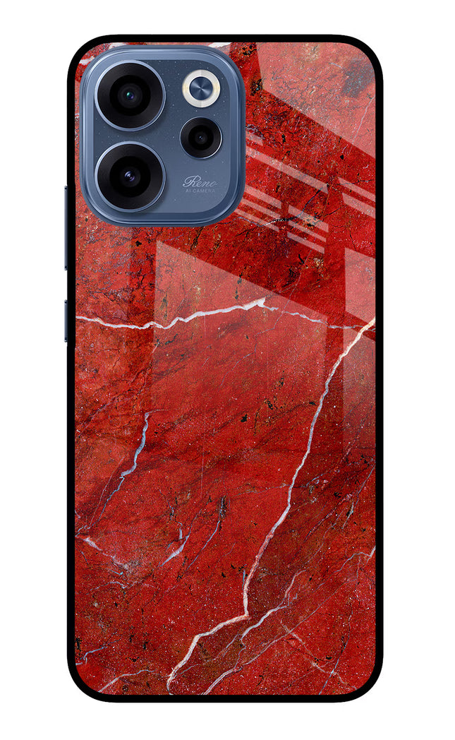 Red Marble Design Oppo Reno15c 5G Glass Case Back Cover by Casekaro