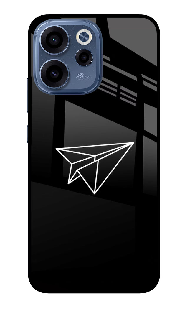 Paper Plane White Oppo Reno15c 5G Glass Case Back Cover by Casekaro