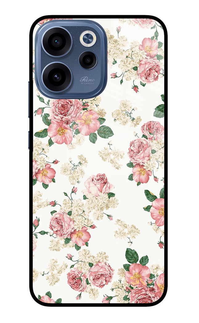 Flowers Oppo Reno15c 5G Glass Case Back Cover by Casekaro