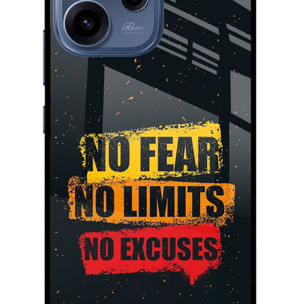 No Fear No Limits No Excuse Oppo Reno15c 5G Glass Case Back Cover by Casekaro
