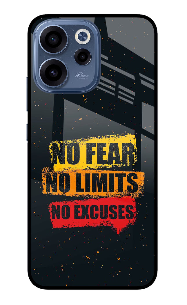 No Fear No Limits No Excuse Oppo Reno15c 5G Glass Case Back Cover by Casekaro