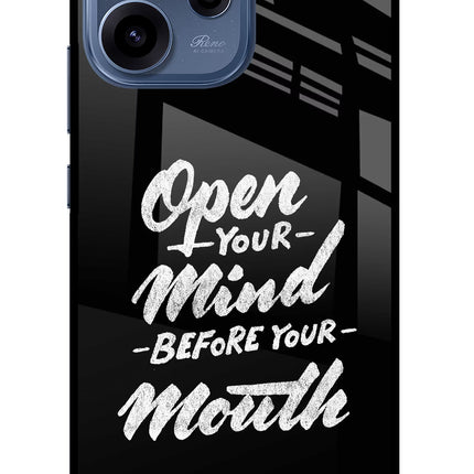 Open Your Mind Before Your Mouth Oppo Reno15c 5G Glass Case Back Cover by Casekaro