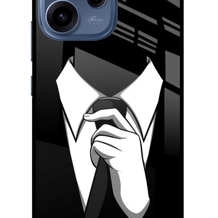Black Tie Oppo Reno15c 5G Glass Case Back Cover by Casekaro