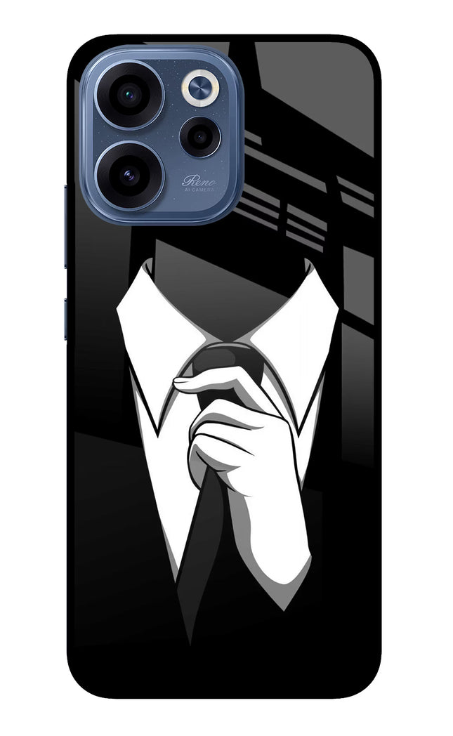 Black Tie Oppo Reno15c 5G Glass Case Back Cover by Casekaro