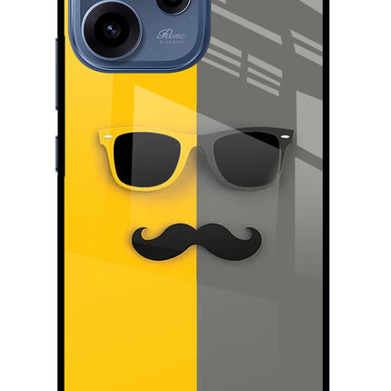 Sunglasses with Mustache Oppo Reno15c 5G Glass Case Back Cover by Casekaro