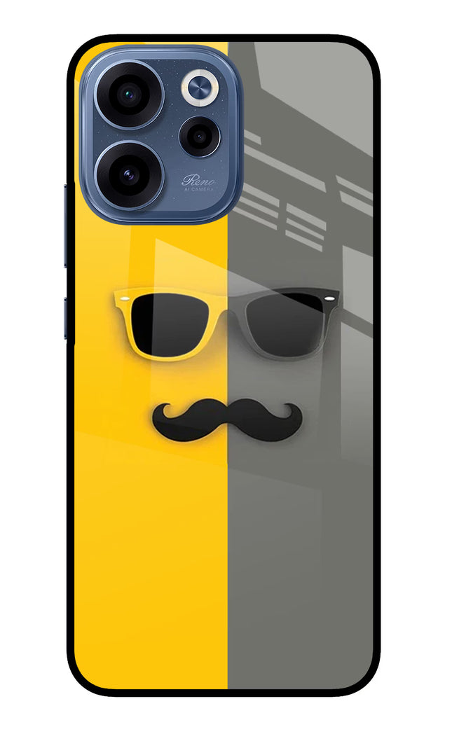 Sunglasses with Mustache Oppo Reno15c 5G Glass Case Back Cover by Casekaro