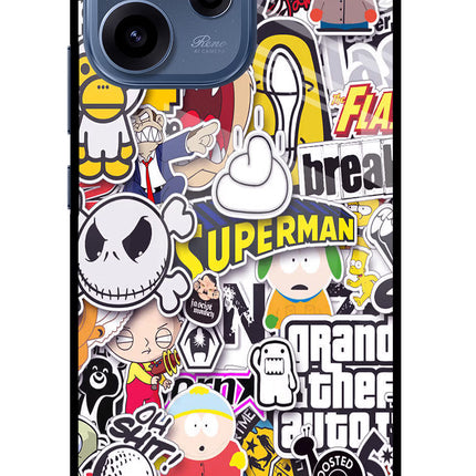 Sticker Bomb Oppo Reno15c 5G Glass Case Back Cover by Casekaro