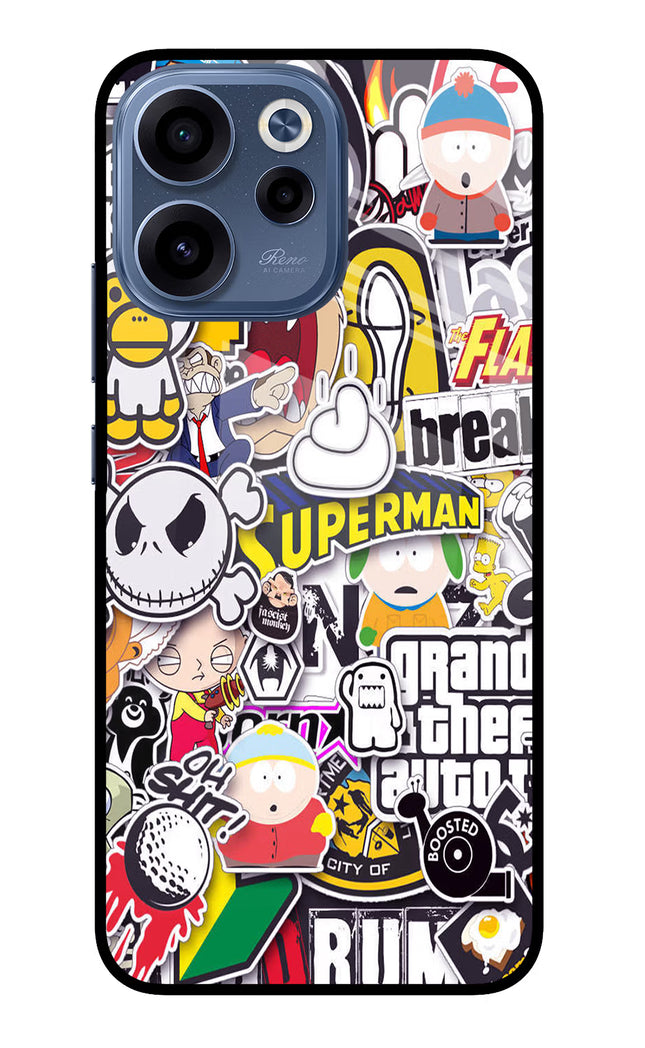 Sticker Bomb Oppo Reno15c 5G Glass Case Back Cover by Casekaro
