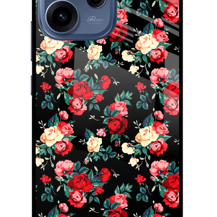 Rose Pattern Oppo Reno15c 5G Glass Case Back Cover by Casekaro