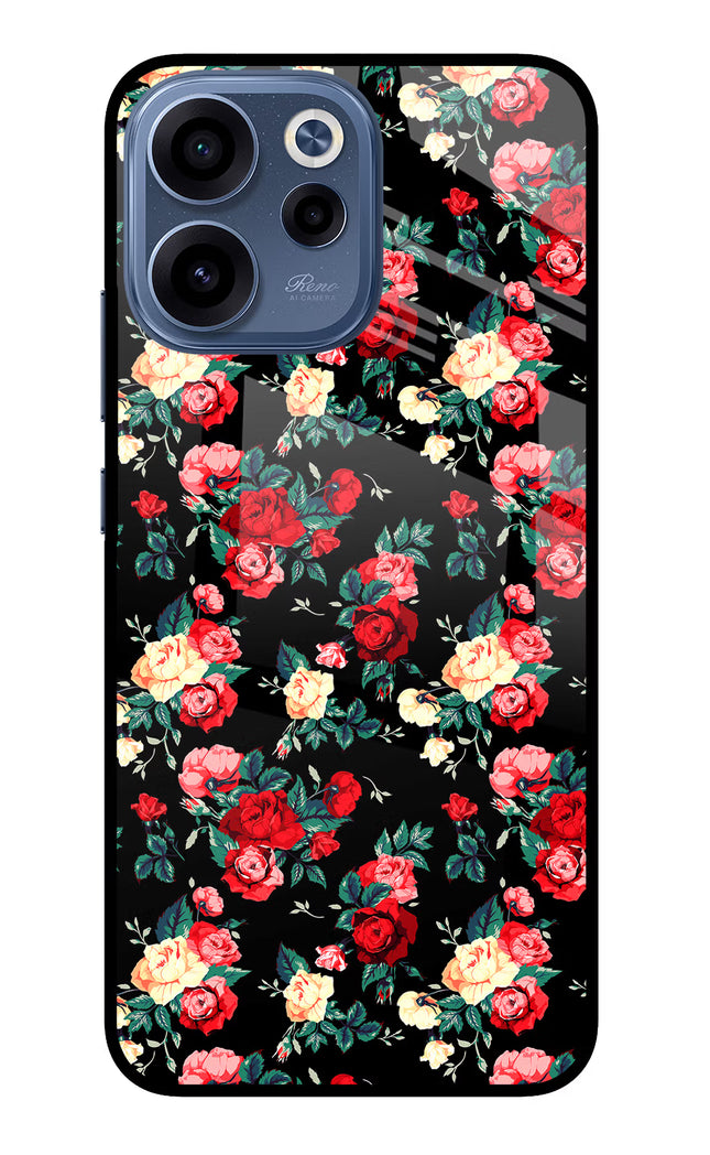 Rose Pattern Oppo Reno15c 5G Glass Case Back Cover by Casekaro
