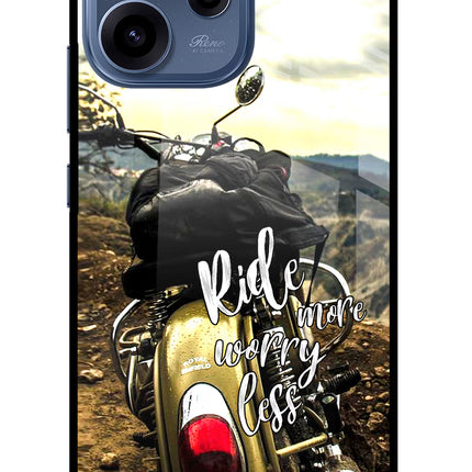 Ride More Worry Less Oppo Reno15c 5G Glass Case Back Cover by Casekaro