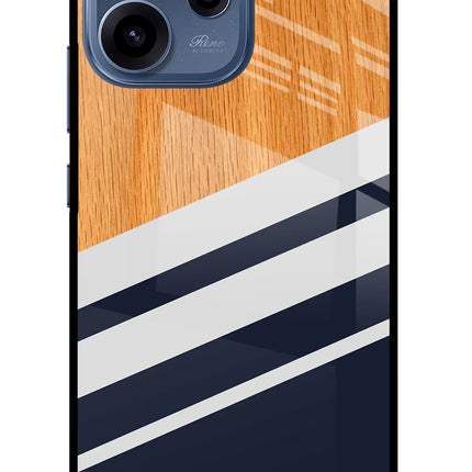 Blue and white wooden Oppo Reno15c 5G Glass Case Back Cover by Casekaro