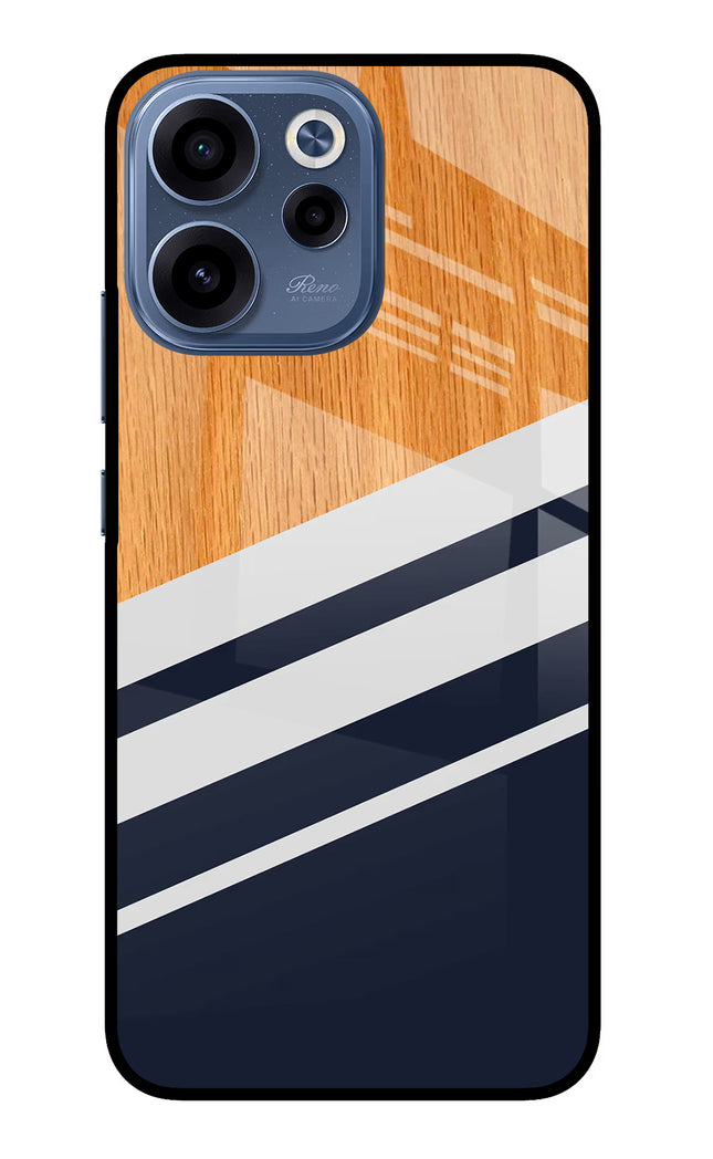 Blue and white wooden Oppo Reno15c 5G Glass Case Back Cover by Casekaro
