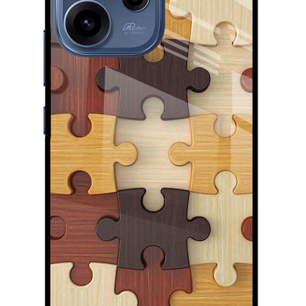 Wooden Puzzle Oppo Reno15c 5G Glass Case Back Cover by Casekaro