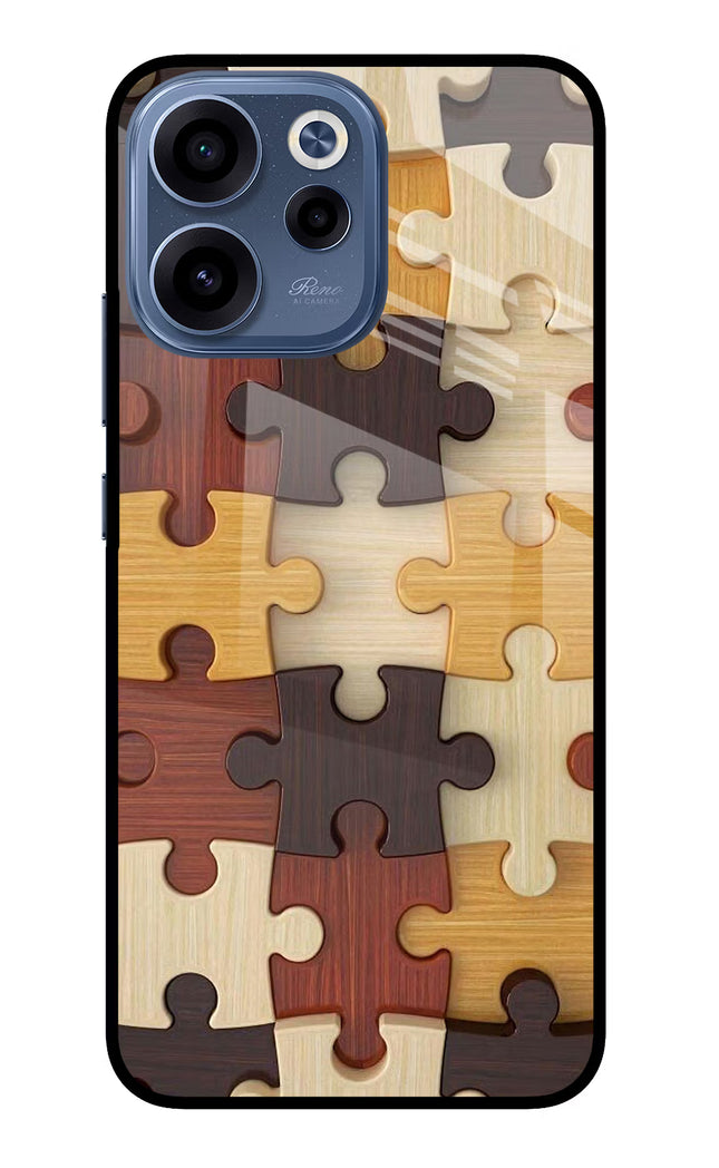 Wooden Puzzle Oppo Reno15c 5G Glass Case Back Cover by Casekaro