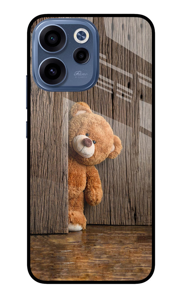 Teddy Wooden Oppo Reno15c 5G Glass Case Back Cover by Casekaro
