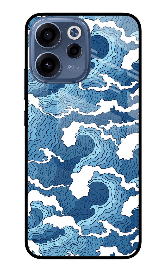 Blue Waves Oppo Reno15c 5G Glass Case Back Cover by Casekaro
