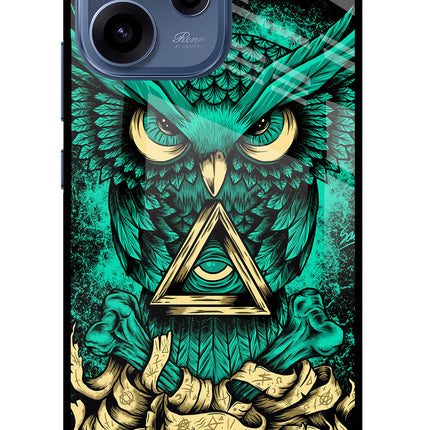 Green Owl Oppo Reno15c 5G Glass Case Back Cover by Casekaro