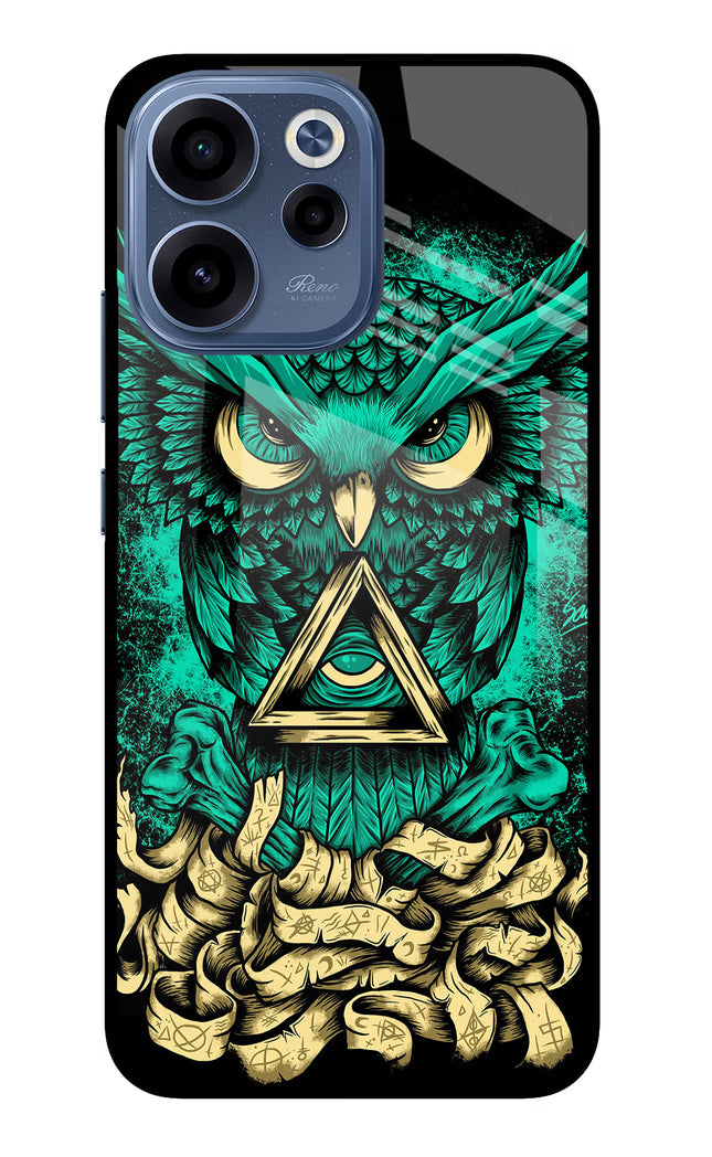 Green Owl Oppo Reno15c 5G Glass Case Back Cover by Casekaro